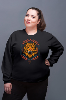 Angemiel Wear Striped Printed Tiger Black Women Sweatshirts